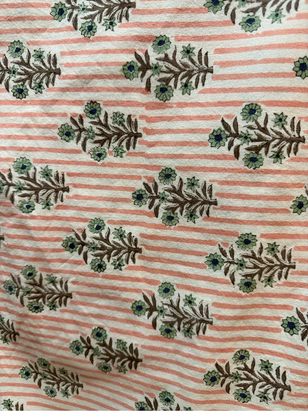 Pillow Cover Block Print Pink Stripe With Ruffle 35 X 14 Uses XL Lumbar Pillow